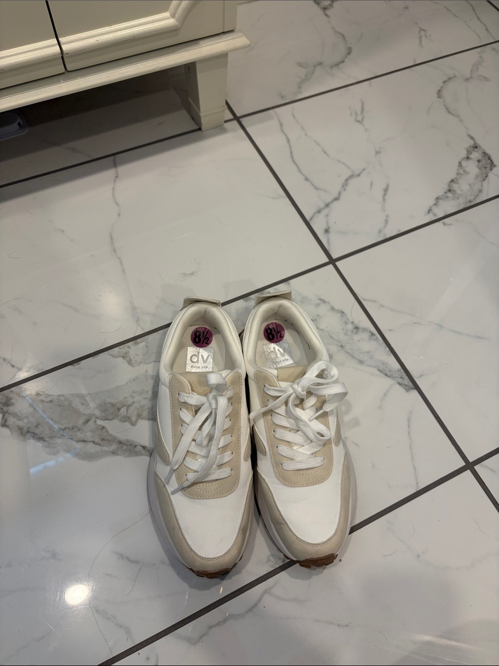 DV by Dolce Vita Women's Cream & White Lace-Up Sneakers